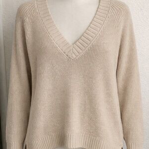 Express Beige V-Neck Sweater